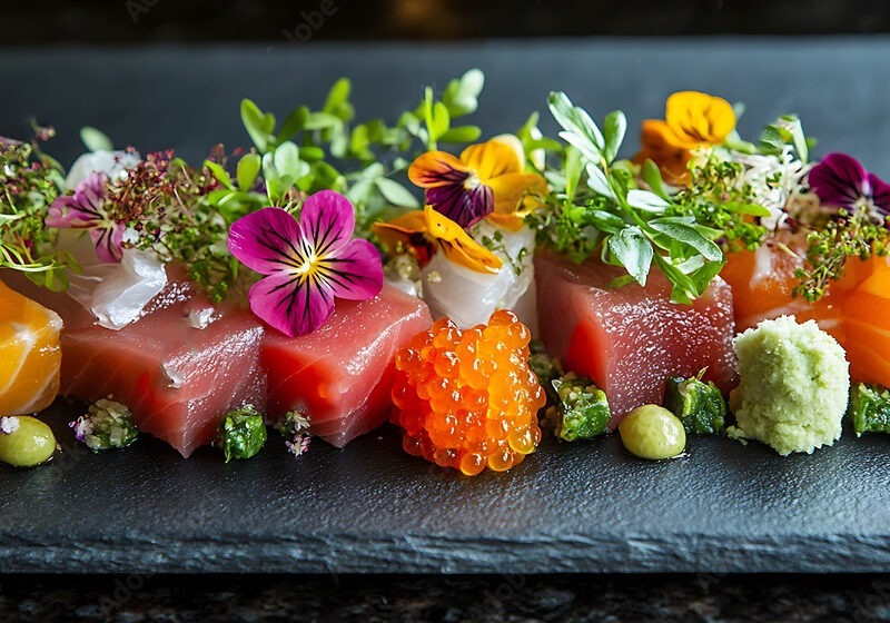 Tabla de exquisitos ahumados con tiernos brotes.